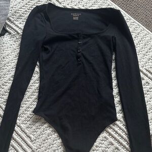 American Eagle Outfitters Black Ribbed Bodysuit